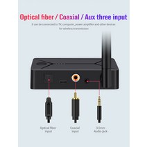 오디오블루투스리시버 DC 5V Wireless audio bluetooth 5.0 transmitter adapter 3.5mm coaxial optical fiber Input, Bluetooth v5.0, 보여진 바와 같이