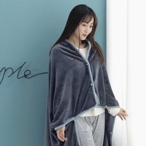 플란넬 극세사 원단 똑딱이단추 이중 극세사 망토 담요(100x150cm) 기모안감