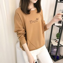 일월전빵 기본 라운드넥 레터링 가을겨울 여성 긴팔 티셔츠 B-C023