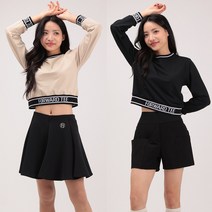 가을여성골프웨어 맨투맨티 밑단밴딩 라운드넥 크롭티