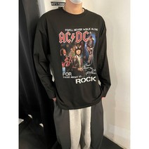 남자 스트릿 ACDC 락밴드 프린팅 레터링 오버핏 빅사이즈 큰옷 롱슬리브 박스 긴팔티