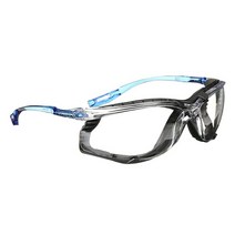 3M 보안경 Virtua CCS ANSI Z87 김서림 방지 투명 렌즈 블루 프레임 유선 이어플러그 제어 착탈식 폼 개스킷, Single, Safety Glasses, Clear Lens Blue Frame With Fo