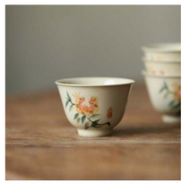 경덕진 신채 초목회 석류 찻잔, 혼합색상, 6개