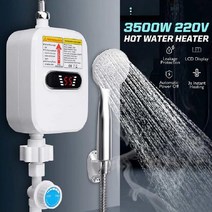 전기 순간 온수기 야외 화장실 3500W 인스턴트 온수기 샤워 3S 난방 욕실 주방 Tankless 전기 온도 디스플, 01 220V 플러그