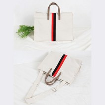 코튼소재 스트라이프 디자인 자석버튼 사각 에코백 덕백 심플 여성가방 쇼핑백 학원 페브릭