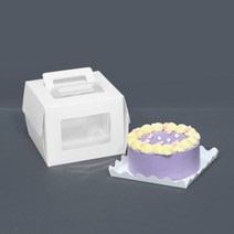 미니케이크상자 창문형(화이트 높이11cm 물결받침포함)