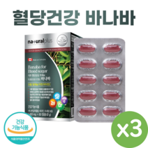 캐나다 혈당건강 바나바 60정 식약처 인증 바나바 리프 식후 혈당 상승 억제 조절 크롬 아연 셀렌 비타민C 코로솔산 영양제 Banaba for Blood Sugar, 3개(6개월)