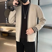 브이넥니트가디건 가을 남자 어린꿀벌 꽃자수 코트 재킷 슬림 스웨터 M802 4995487268