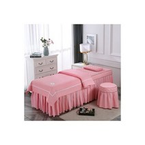 뷰티 살롱용 침구 세트 Tuina 마사지 스파 침대 린넨 시트 커버 베개 스툴 이불 4 피스 115852, nordiac pink