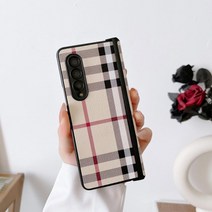 갤럭시 z폴드 3 4 체크 힌지 카메라 보호 범퍼 케이스, up3765 베이지