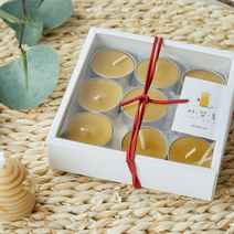 [마담초]비염 미세먼지 탈취 탁월 데일리 밀랍초 티라이트 9구 선물세트, 화이트박스-은색티라이트