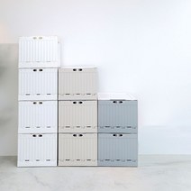 데일리 폴딩리빙박스 3set 접이식수납정리함 공간박스, 화이트, 화이트, 그레이