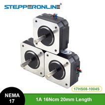 Stepperonline 17hs08-1004s nema 17 스테퍼 모터 20.5mm 16ncm 1a 42 스텝 모터 4-리드 압출기 cnc xyz 3d 프린터, 14mm, 1개