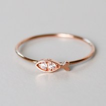 뷰띵 14K 18K 미니 하트꼬리 물고기 반지