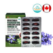 플랙시드 오일 식물성 오메가3 아마씨유 100% 리놀렌산 보충에 도움 필수지방산 캐나다산 플랙씨드오일 아마씨 캡슐 알약, 1000mg 60캡슐 1통