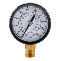 수압계 유압 게이지 오일 측정기 0-200psi 0-14kg/cm² 1/4 NPT 50mm, 한개옵션0