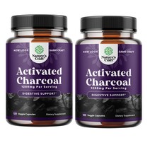 클린스 앤 디톡스 활성탄 캡슐 부양 완화를 위한 순수 활성탄 해독 활성 숯 캡슐 1200mg 120정 x 2병, 120개입x두 병