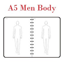 성경 필사 노트 A5 여성 패션 디자인 노트북 인체 템플릿 스케치 스타일 렌더링 의류 도구 매 용지 (120g), 06 A5 Men Body