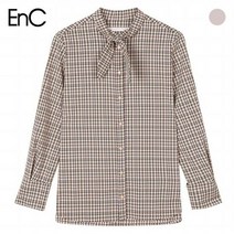 (EnC) 체크 타이 블라우스(ENBA84T61O)