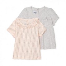 PETIT BATEAU [빠른배송] 베이비 도트&솔리드 티셔츠 2PACK