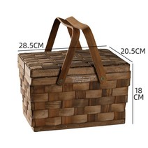 공원바구니 라탄 차박 소품 꽃 나들이 빈티지 피크닉 과일 휴대용 바구니, 브라운