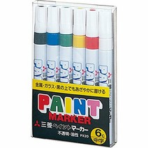 일본직발송 3. 미츠비시 연필 미쓰비시연필 페인트 마커 중자 6색 PX206C B002CKFBMI, One Color