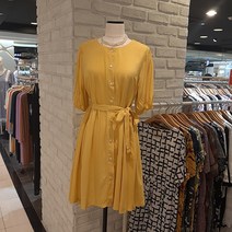 [백화점SAY][파파야] 허리리본 라운드 반팔 레이온원피스 PNLROP041B