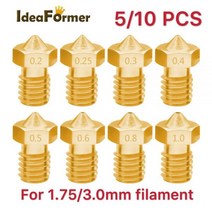 5/10pcs 0.2/0.25 0.3/0.4/0.5/0.6/1.0mm 3D 프린터 V6 M6 1.75/3.0mm 필라멘트 용 나사 식 황동 노즐 E3D V5 V6 핫 엔드 압출기, 0.6mm, 10PCS 1.75mm