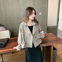 FANSYLI 여성 봄가을 숏 코트 유행하는 널찍하다 상의 W2T9A