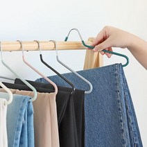 의류매장 옷장 구김방지 논슬립 코팅 슬림바지걸이 1P 핑크, 1개, 색상