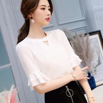 온스타일러 라엘 프릴 트임 블라우스