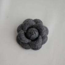 리본빌 까멜리아 코사지 장식, 2.쁘띠 모직 4cm (그레이)