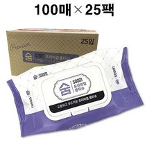 숨 프리미엄 물티슈 캡형 100매 25팩 1box(알뜰한 대용량 물티슈)