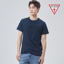 [게스] 남성 엠보 삼각 반팔티 NM2K0542