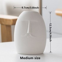 오브제화병 라탄 도자기꽃병 INS 북유럽 장식 소박한 홈 얼굴 모양 세라믹 꽃병 장식 모던 룸 가정용119492, Medium size