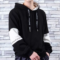 타운클로 배색 절개 오버핏 후드티