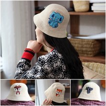 버킷햇 예쁜 캐릭터 자수 벙거지 모자 친구 생일 선물 만들기 수작업 DIY, 토끼