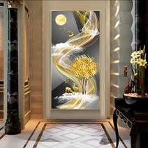 HAENGBUK 부자되는 대형 보석십자수 DIY 금전수 원형비즈 전체수, 하나, 80X150cm