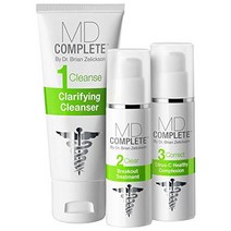 md complete 3단계 전문 여드름 제거 시스템: 2.0 살리실산 클렌저 3.0fl oz 4.5 벤조일 퍼옥사이드 스팟 트리트먼트 1.0fl oz 및 순수 레티놀 함유 안색