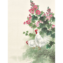 풍수 DIY명화그리기 40*50cm 암탉 수탉 모란꽃 조롱박 물감 피포페인팅 풍요 합격 승진 상징 성공시켜주는 닭그림색칠하기 집콕취미 집중력향상 취직 수능 개업선물 액자포함, 닭그림그리기 타번