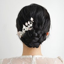 엘블랑꼬 한복 올림머리 헤어 집게핀 머리장식 핑크메탈리프(빗핀)