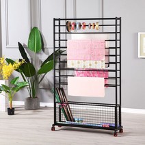 리본 걸이 벽선반 행거 프레임 꽃집 거치대 포장지 끈 정리대 조절 가능 대형 철제, 플레이트가 없는 170 하이 블랙 100 와이드