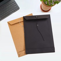 하도메 서류 봉투 무지 단추 달린 크라프트지 레트로 각 대봉투 끈달린 엽서 편지 케이스 회사 등기 클래식 A4 세로 황색
