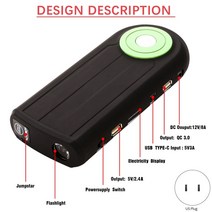 10400Mah 자동차 점프 스타터 보조베터리 자동차 배터리 충전기 자동차 비상 부스터 시작 장치 점프 시작 US 플러그, 01 WHITE, 01 WHITE