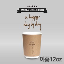 공컵 캘리그라피 디자인 크라프트 이중 종이컵 12온스 - 데이바이데이 360ml 500개입, 1박스