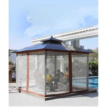 정원방갈로 야외 정자 방갈로 조립식 원두막 마당 바베큐 원두막 펜션 그늘막 전원 주택, 2.5X2.5m