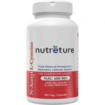 NUTRETURE NAC 나크Supplement n Acetyl 시스테인 Liver Supplement 함유 셀레늄 Molybdenum 포 Liver Health n Acetyl, 180 Count (Pack of 1)