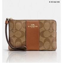 코치 [COACH] 코너 지퍼 시그니처 캔버스 월렛_F58035_BROWN/BLACK