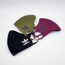 [아디다스코리아 정품] adidas MASK (아디다스 데일리 마스크 M 키즈/주니어/어린이용) 3장 동봉 / (블랙 카키 버건디), 3가지색 불꽃마크 (키즈/주니어/어린이용)