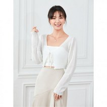 여성 가디건 캐주얼 쉬어 플레인 447586